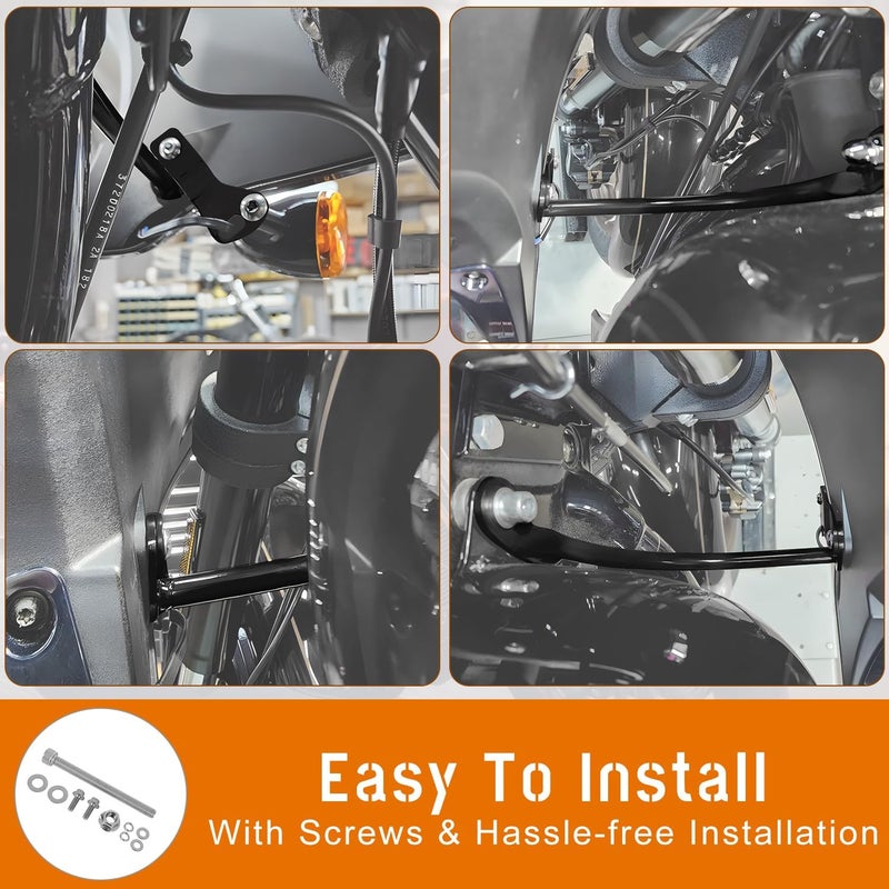AMSPRAC Motorcycle Front Frame,Fairing Support Bar,Windshield Lower Light Bracket compatible with for Harley Softail Low Rider ST FXLRST 2022 2023 2024,Steel w/Hardwares,Glossy Black - Image 3